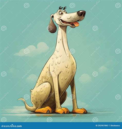 Detailed Cartoon Dog Sitting on Blue Background Stock Illustration ...