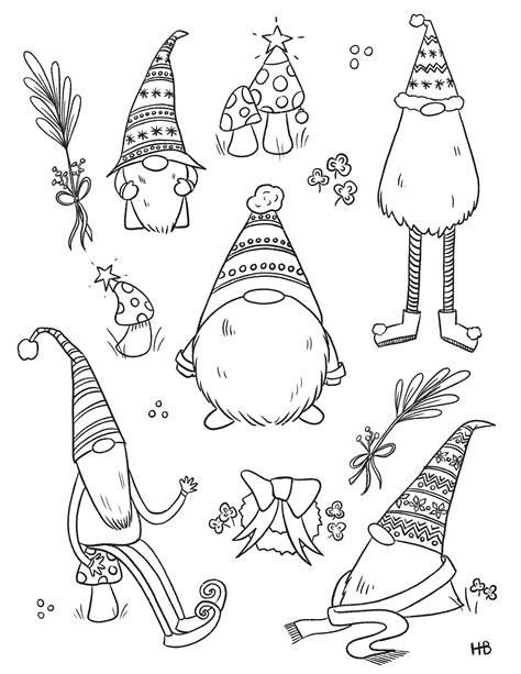 Christmas Gnomes Coloring Page - Etsy