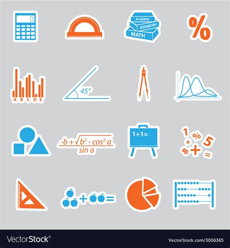 Mathematics stickers set eps10 Royalty Free Vector Image