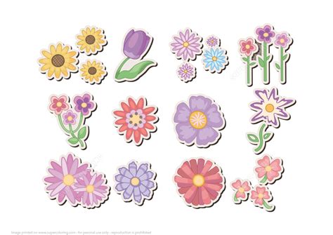 Printable Flower Stickers | Free Printable Papercraft Templates