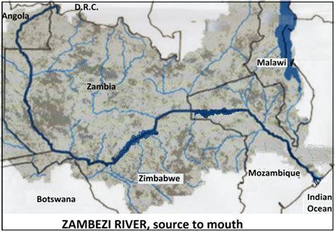 Map of Zambezi River's course - Whole Earth Education