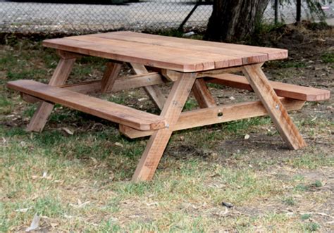 Solid outdoor wooden picnic tables