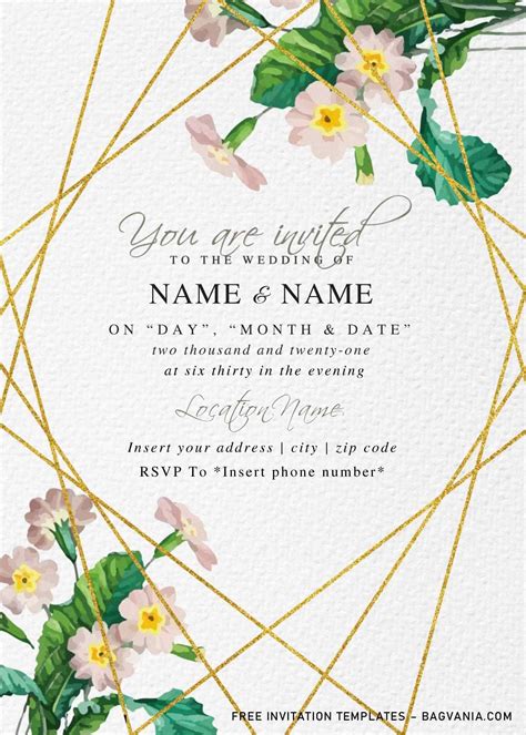 Free Botanical Floral Wedding Invitation Templates For Word | FREE ...