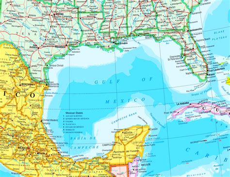 Large detailed map of Gulf of Mexico with cities - Ontheworldmap.com