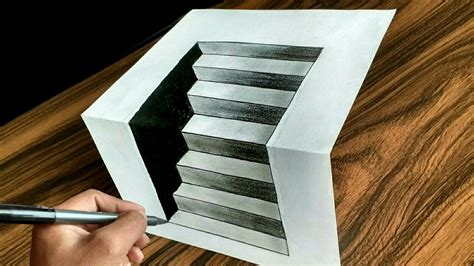 3D Stairs - How To Draw Easy 3D Stairs Optical Illusion - YouTube