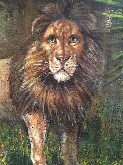 British School - King of the Jungle, Large Impressionist Oil Painting ...