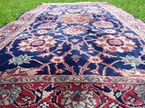 Blue area rug Turkish handmade rug Vintage wool rug | Etsy