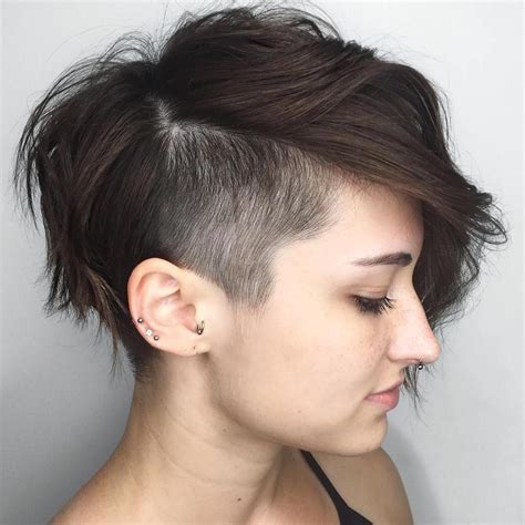 Long Choppy Pixie With Temple Undercut | Short hair undercut, Thick ...