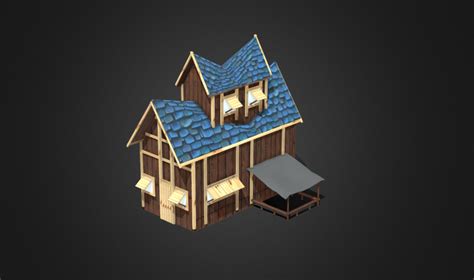 Wooden stylized Medieval house - DownloadFree3D.com