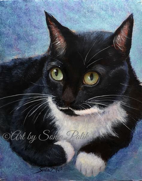 Cat Paintings- Cat Art- Tuxedo Cat Art