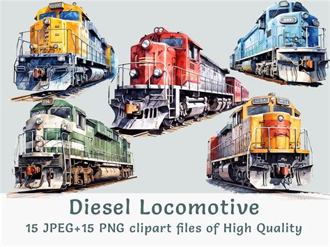 Diesel Train Clipart 15 High Quality Pngs and Jpegs Watercolor - Etsy