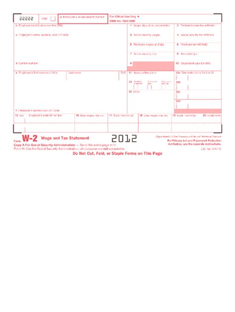 2012 Form IRS W-2 Fill Online, Printable, Fillable, Blank - pdfFiller