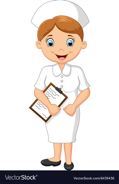 Cartoon smiling nurse holding clipboard Royalty Free Vector