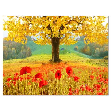 Designart 'Beautiful Autumn Yellow Tree ' Large Floral Canvas Art Print ...