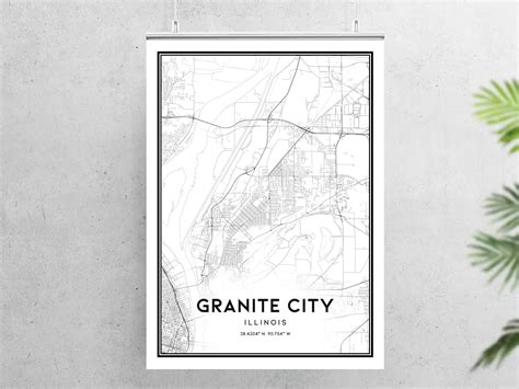 Granite City Map Print Granite City Map Poster Wall Art Il - Etsy