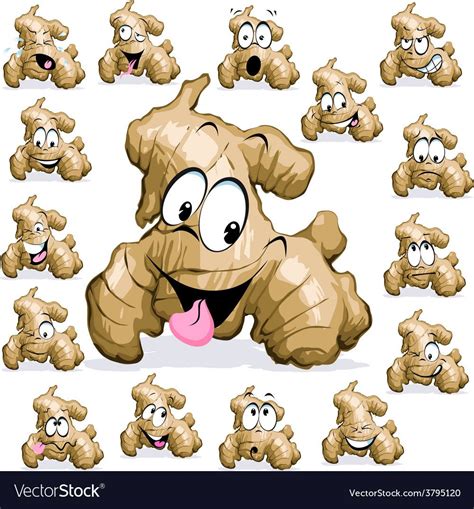 Ginger cartoon with funny face on white background vector image on ...