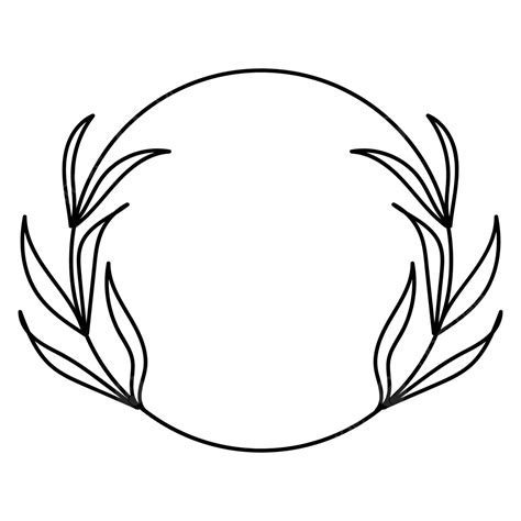 Simple Leaf Circle Line Art Frames, Leaf Drawing, Frame Drawing, Circle ...