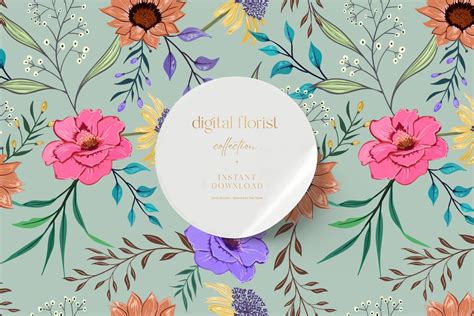 Floral Pattern, Floral Digital Paper Graphic by Digital Florist ...