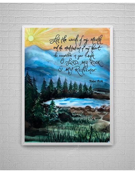 Psalm 19:14 Bible Verse Art Scripture Art - Etsy