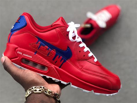 Custom Red, Blue and White Drip Nike Air Max 90