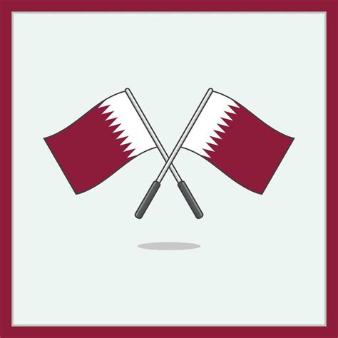 Flag of Qatar Cartoon Vector Illustration. Qatar Flag Flat Icon Outline ...