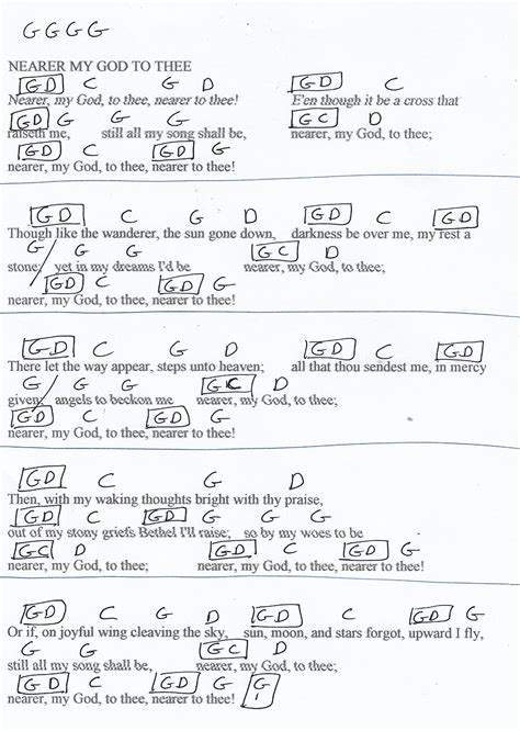 Nearer My God to Thee (Hymn) Guitar Chord Chart in G Major