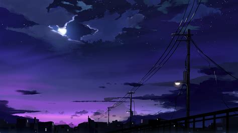 Power Lines Moon Anime Quite Night 4k Wallpaper,HD Artist Wallpapers,4k ...