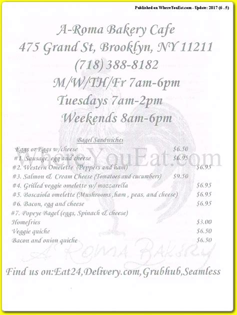 A Roma Bakery Restaurant in Brooklyn / Official Menus & Photos