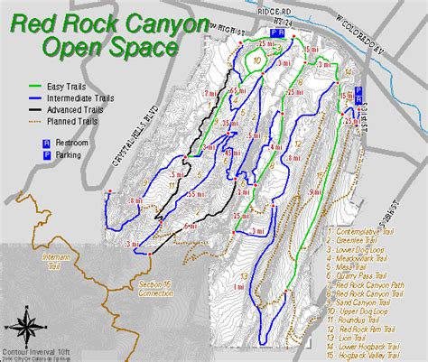 Red Rock Canyon Hiking Map - TravelsFinders.Com