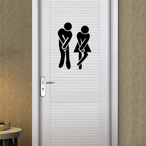 Practical Black Male Female toilet door sign sticker door stickers-in ...