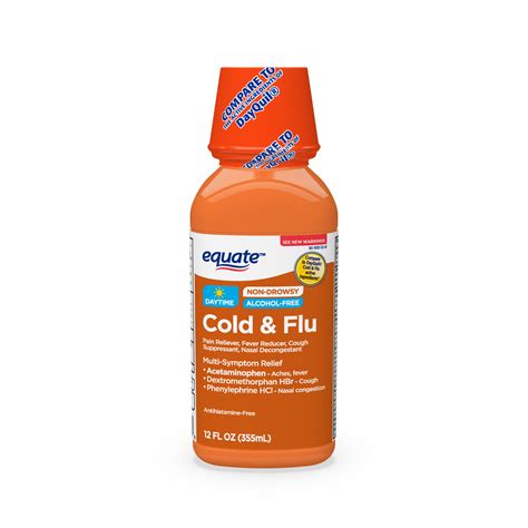 Equate Daytime Cold and Flu Relief, Liquid Cold Medicine, 12 fl oz ...