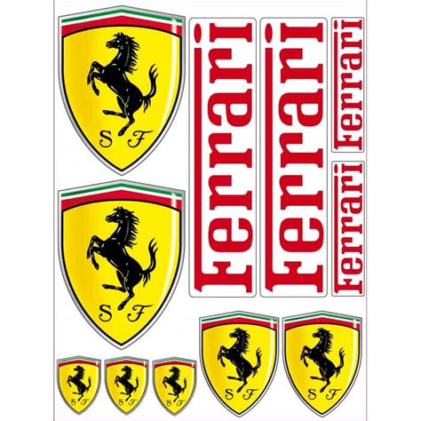 1 Planche de 11 Stickers Autocollants Ferrari - Art Déco Stickers