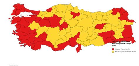 Turkey election map for 2023(2nd round)-Sandik Analyz Poll : r/MapPorn