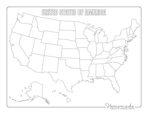 United States Of America Blank Printable Map - Rania Catarina