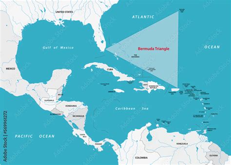 Map Bermuda Triangle or Devil's Triangle in the Atlantic Ocean Stock ...