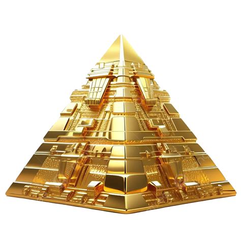 3d Golden Pyramid Isolated On Transparent Background, Pyramid, Golden ...