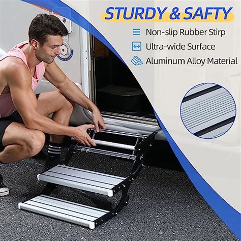 Snapklik.com : RV Steps Adjustable Folding Manual Double Drop Down ...