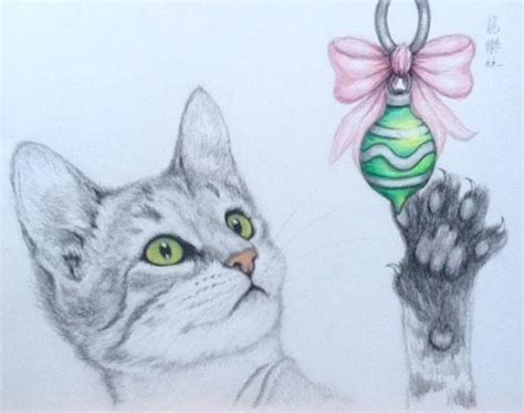 Christmas Cat Drawing at PaintingValley.com | Explore collection of ...