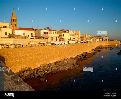 Alghero, Old Town Sea Wall Stock Photo - Alamy