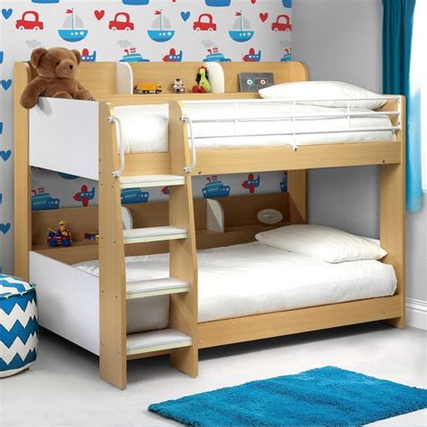 Domino Maple and White Finish Wooden and Metal Kids Storage Bunk Bed