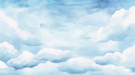 Premium AI Image | A painting of a blue sky with clouds