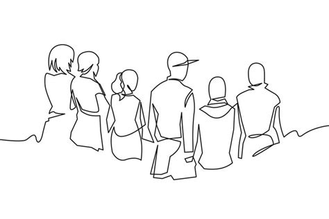 a line drawing of people looking at something in the distance, with one ...