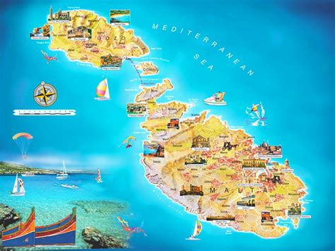 Malta Travel and Vacation map showing attractions – Travel Around The ...