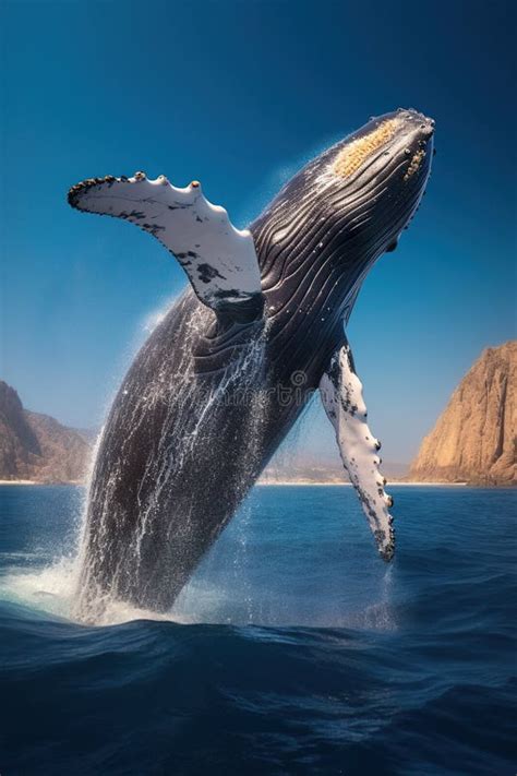 Giant Gorgeous Whale Jumping Ot of Sea Water at Sunset Stock Image ...