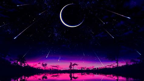 1600x900 Resolution Cool Anime Starry Night Illustration 1600x900 ...