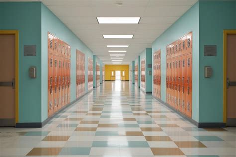 Premium AI Image | High School Hallway with Lockers Generative AI