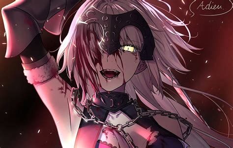 女の子、血、クレイジー、アベンジャー、ジャンヌ・ダルク、Fate / Grand、Crazy Anime Girl 高画質の壁紙 | Pxfuel