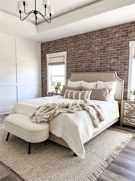 Faux Brick Wall Bedroom Makeover