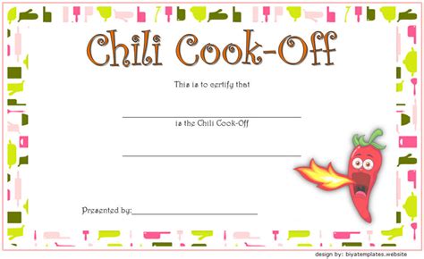 Chili Cook Off Certificate Templates [10+ NEW DESIGNS FREE DOWNLOAD ...