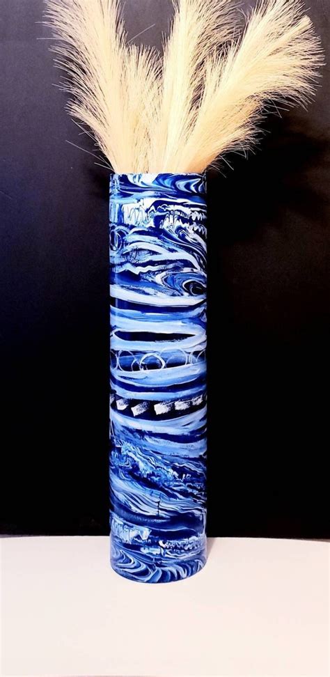 Floor Vase Blue, Tall Floor Vase, Floor Vase Hand Blown Glass, Tall ...